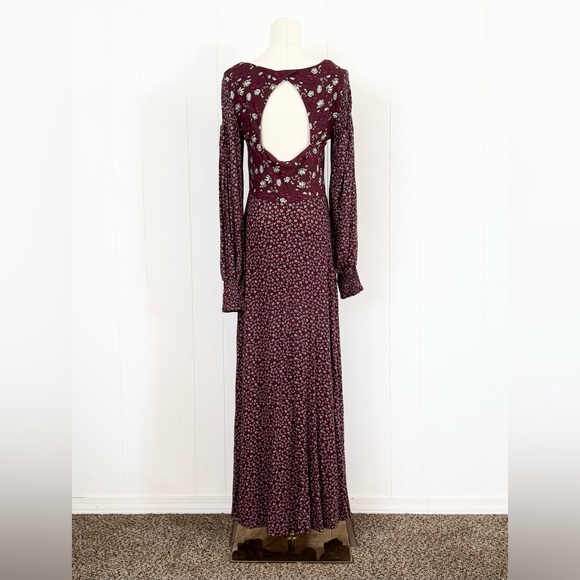 Free People Love Story Maxi Dress SMALL in Raisin Combo Purple - Picture 7 of 9